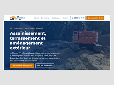 Le Glaunec TP : site vitrine d'une entreprise de travaux publics - Création de site internet