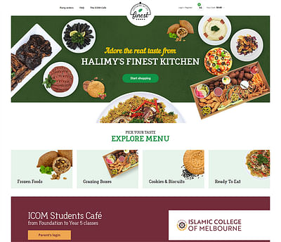 Ecommerce website for Halimy's Finest Kitchen - Webseitengestaltung