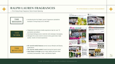 Ralph Lauren Fragrances - First Hong Kong Store Grand Opening - Public Relations (PR)
