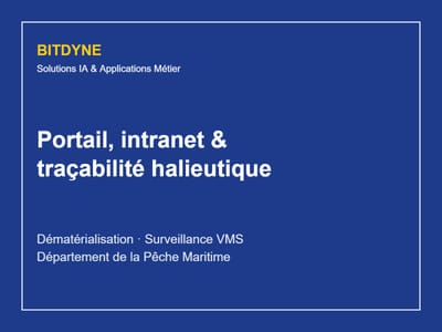 Portail, intranet et traçabilité du produit halieutique — Ministère - Desarrollo de Software