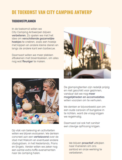 Subsidiedraaiboek voor City Camping Antwerp - Copywriting