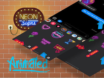 Neon Signs Animated Sticker Pack - Diseño Gráfico