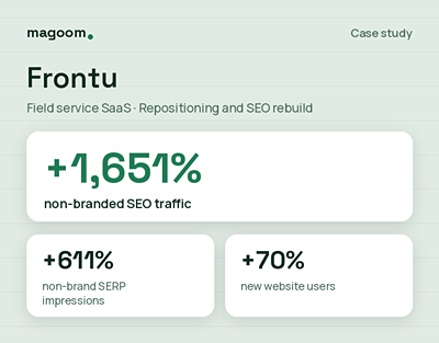 Repositioning and SEO rebuild for a field service SaaS - Creación de Sitios Web