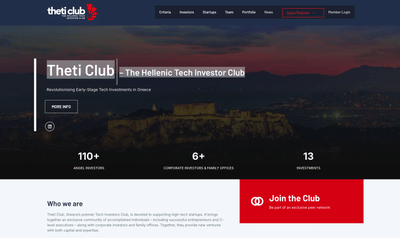 Website with Member's Area | Theti Club - Angel Investors/Startups - Website Creation