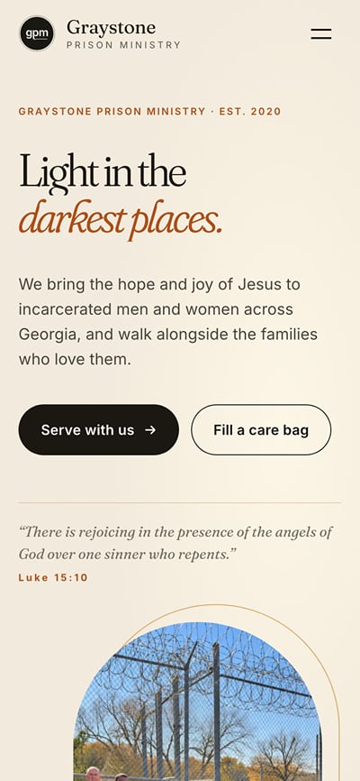 Graystone Prison Ministry website - Website Creation