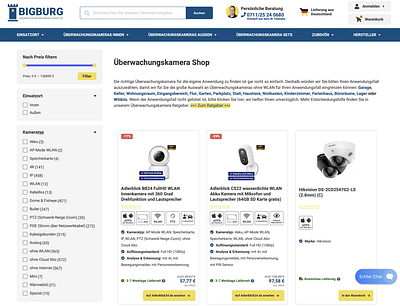 SEA Expertise für Überwacherungskamera Shop - Webanalytik/Big Data