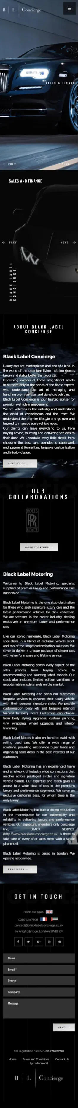 Version mobile optimisée – BLACK LABEL CONCIERGE - Application mobile