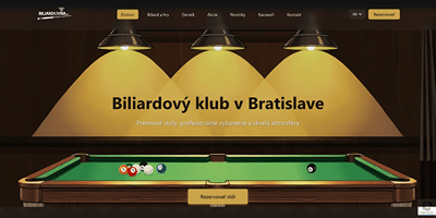Biliardovňa: billiard club website with online table booking - Website Creation