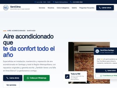 ServiClima Santiago: web y Google Ads para empresa de climatización - Website Creation