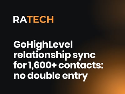 GoHighLevel relationship sync for 1,600+ contacts: no double entry - Innovation
