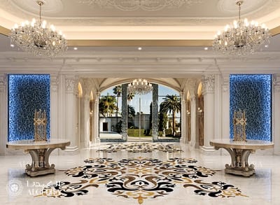 Grand Palace Foyer Interior Design in Abu Dhabi - 3D