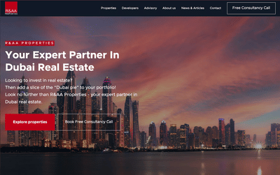 Webflow Website voor R&AA Properties - Stratégie digitale