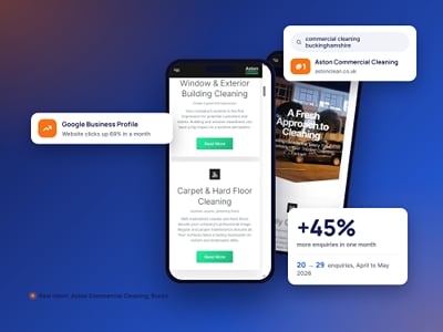 Local SEO that took a cleaning company to number one on Google - Website Creation