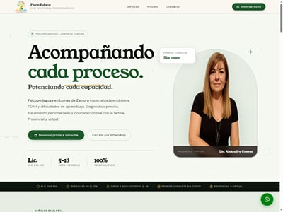 Sitio multipágina para centro psicopedagógico: Psico Educa - SEO