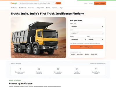 Truck research platform: 12 to 292 Google clicks a week - Web Application
