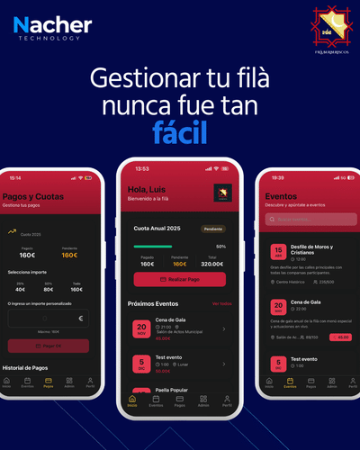 App de gestion de eventos y pagos de cuotas para una asociación - App móvil