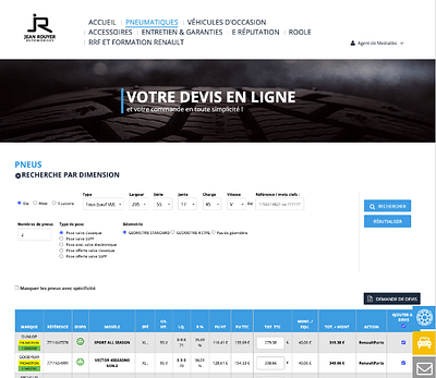 Extranet Jean Rouyer Automobiles PRO - Web Application