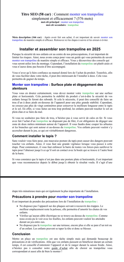 article comment monter son trampoline - Référencement naturel