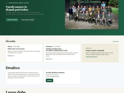 LD Jesenice — Hunting Association Website - Website Creation