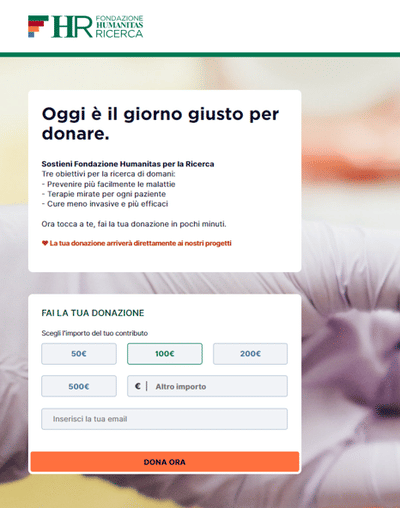 Humanitas: Raccolta Donazioni con Landing Page One-Click - Website Creation