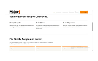 Website für Maler1 mit klarer Angebotspräsentation - Création de site internet