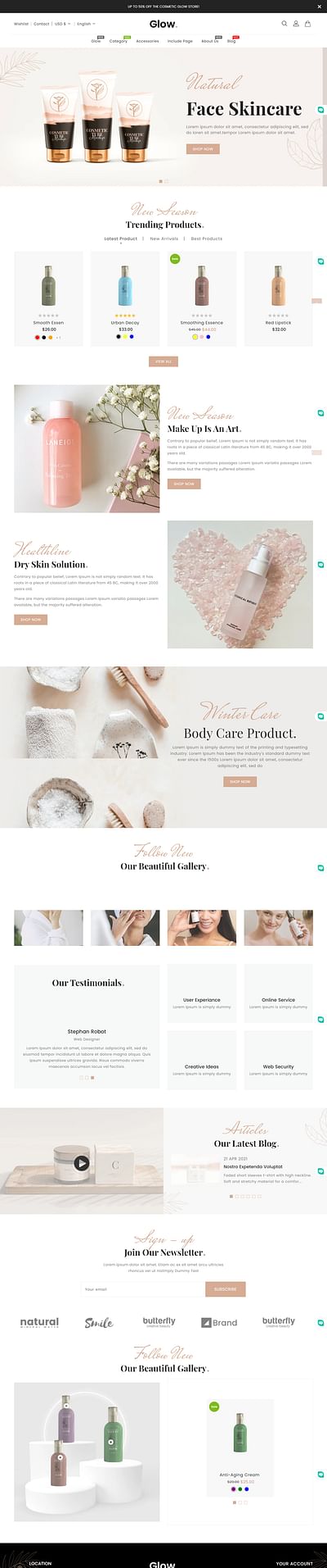 beauty ecommerce website - Création de site internet