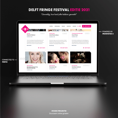 Webdesign & ticket shop Delft Fringe Festival - Website Creatie