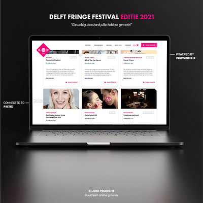 Webdesign & ticket shop Delft Fringe Festival - Branding & Positionering