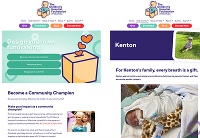 Website Children’s Hospital Foundation of Manitoba - Webseitengestaltung