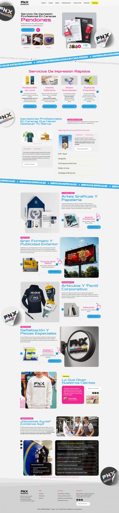Landing Page Impresiones FNX – Servicios de Impresión en Caracas - Creación de Sitios Web