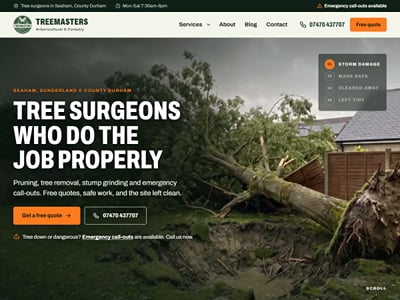 Website for Treemasters Arboricultural & Forestry - Website Creation