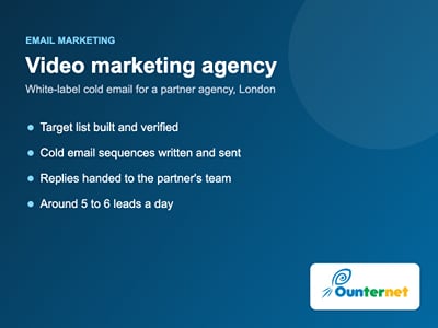 Video marketing agency: white-label cold email, 5 to 6 leads a day - Marketing