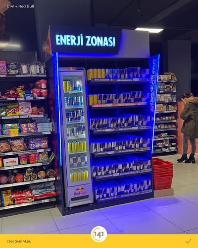 Production of Display stands for Red Bull - Branding & Positionering