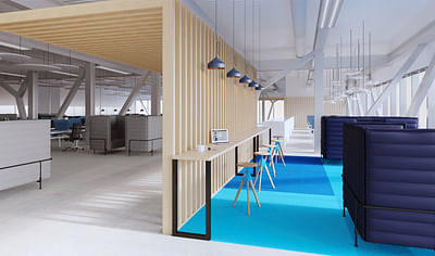 Interior design for Pfizer Belgium: flying office - Image de marque & branding
