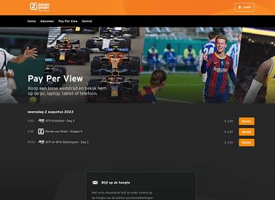 Ziggo Sport Totaal Go - Web portal - Webanwendung