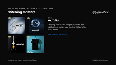 Mr. Tailor: "Stitching Masters" (Ads of the World) - Advertising