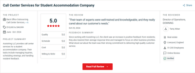 Call Center Services for Student Accommodation Company - Community Management