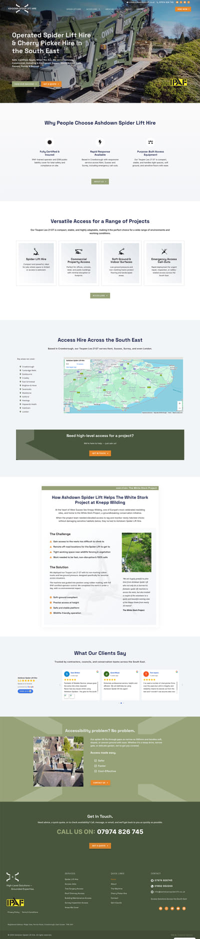 Ashdown Spider Lift Hire - Website Creation