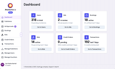 Custom Advertising Platform for AtomicHub - Webanwendung
