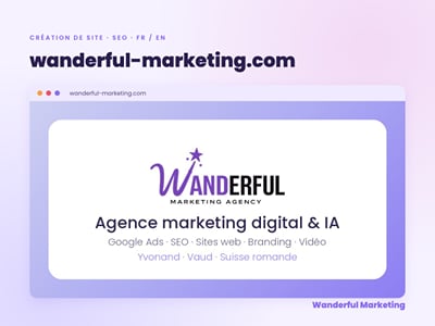 Site wanderful-marketing.com : création, SEO et version bilingue - Référencement naturel