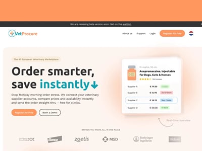 Landing page for a Swiss veterinary B2B platform - Creación de Sitios Web