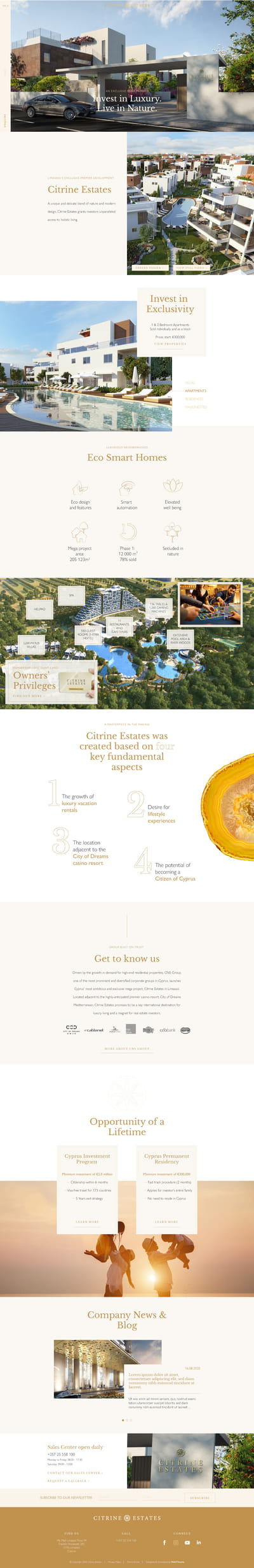 Custom WordPress Website for Citrine Estates - Content Strategy