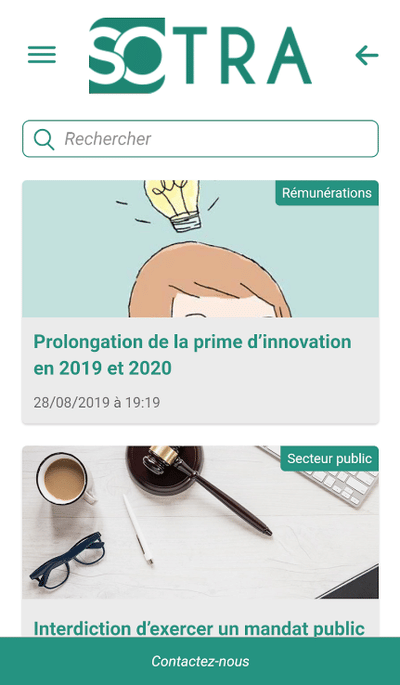 Application actualité juridique Sotra - Mobile App