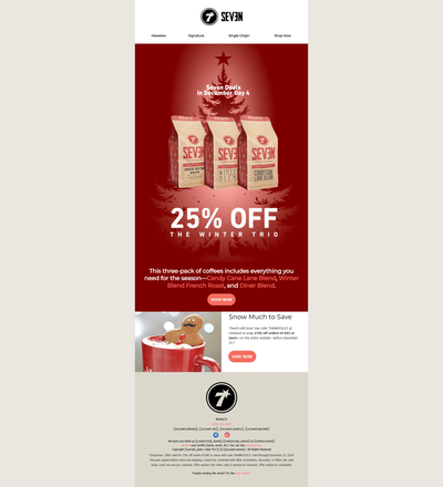 Seven Coffee Roasters holiday campaign - E-mail Marketing