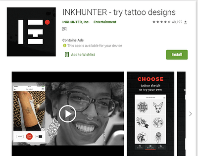 Ink Hunter / AR mobile app with 7M+ users - Branding y posicionamiento de marca