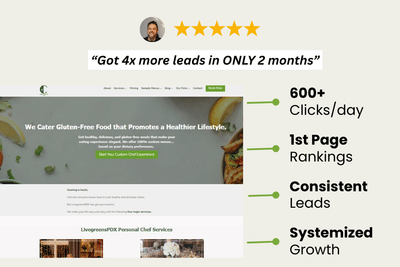 We 4xd a personal chef revenue through organic traffic - SEO