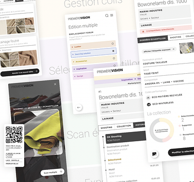 Première Vision - Gestion des échantillons - Webanwendung