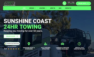 Sunshine Coast Towing Landing Page - Website Creatie