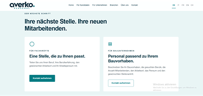 Mehrsprachige Website für Averko Personal - Création de site internet