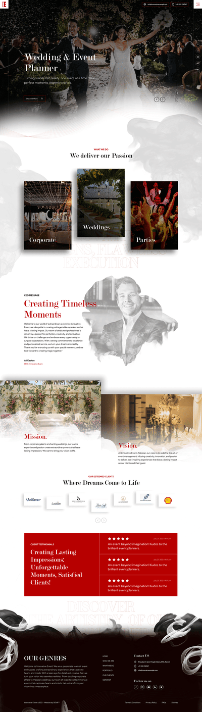 Innovation Events Website Design - Website Creation